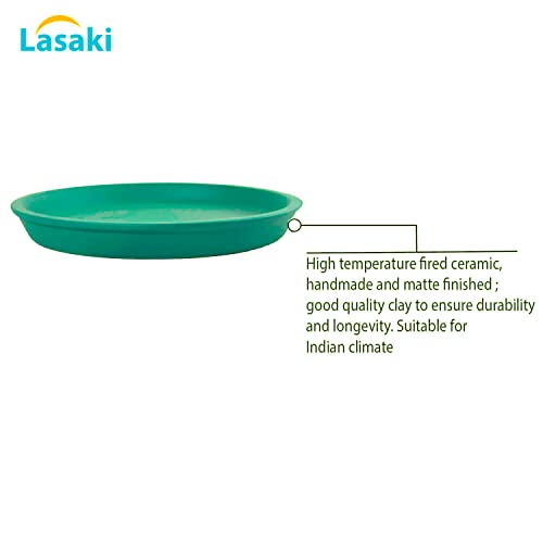 Image of Lasaki Round Deep Jungle Ceramic Bottom Tray /Plate for Planter (5-inch, Set of 2) | Dripping Tray for Pots & Succulents | Indoor & Outdoor Planters Home Garden Decor | (Plants Not Included)