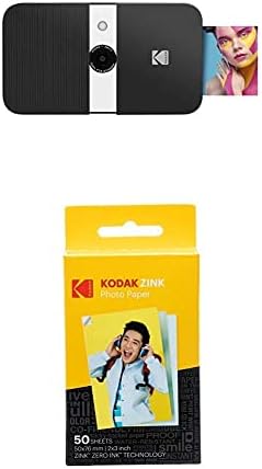 KODAK Smile Instant Print Digital Camera Slide-Open 10MP Camera w/2x3 ZINK Printer, Screen, Fixed Focus, Auto Flash and Photo Editing White/Yellow