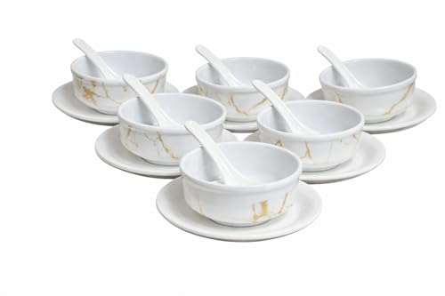 Image of Ariya Melamine French Soup Bowl Set Black Gold Harmony Collection Set of 6