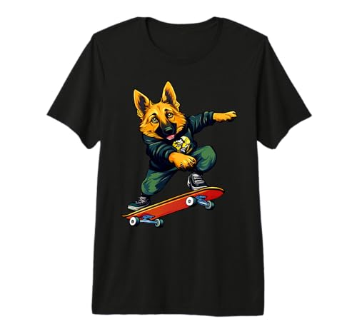 Skater Pastor alemán - Skateboard Camiseta Premium