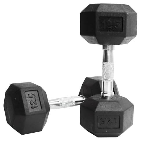 Image of Watson Solid Steel Rubber Coated Hex Dumbbell Set, 25 Kg Single Piece Home Gym Dumbbell Weight Set For Men & Women, Home Gym Equipment (Pack of 1)