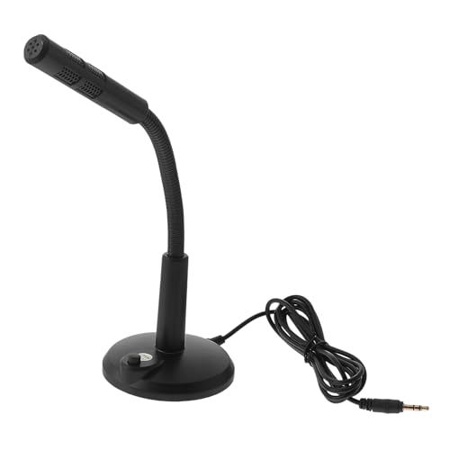 Angoily Microphone D’Ordinateur à Interface 35 MM Noir Base Stable Micro de Table Multifonction pour Discussions Jeux et Enregistrements Micro de Bureau Compact et Pratique