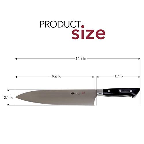 Hattori Japanese Chef’s Knife, FH-11L Professional Wester Deba Knife, VG-10 Cobalt Steel Pro Kitchen Knife with Ergonomic Black Linen Micarta Handle, 9.4 inch