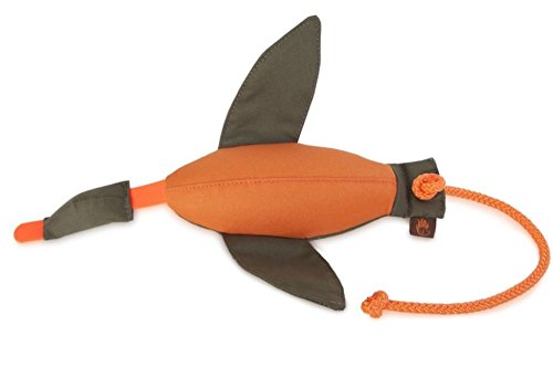 Firedog Duck Dummy Khaki/orange – Entenattrappe für Hunde, schwimmfähig, robust & mit Wurfschnur – Apportiertraining mit Duftstoffanwendung – realistische Federwildsimulation