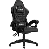 Racingreat Gaming-Stuhl mit perforierten Nähten, Atmungsaktiver Gaming Chair mit Kopfstütze Lendenwirbelstütze, PC-Stuhl mit 90°-135° Neigung, Zocker Stuhl für Jugendliche Erwachsene Gamer (Schwarz)