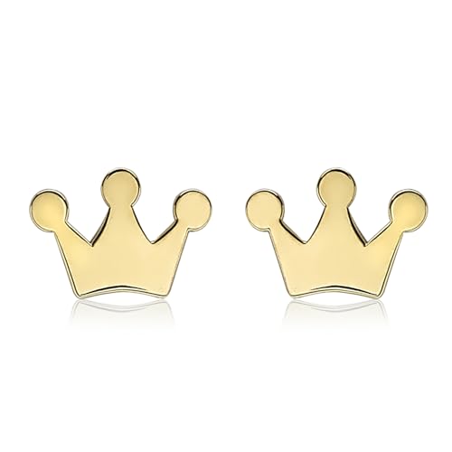 Boucles d'oreilles couronne en or jaune 9 ct pour femmes chic
