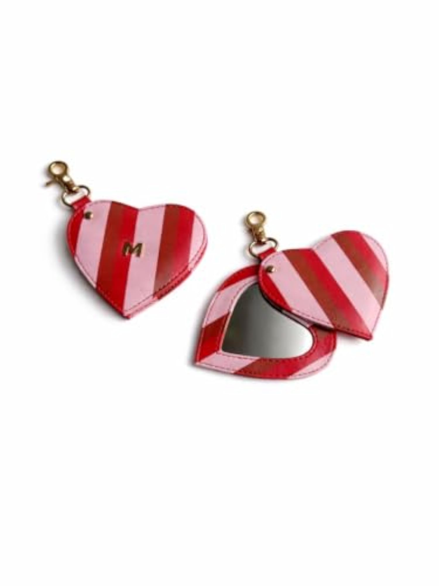 Multicolor Stripe Heart Mirror Bag Charm for Girls