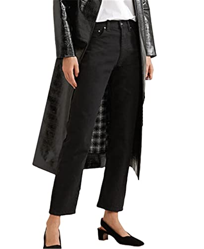 Jean droit vintage femme noir délavé, le pantalon court pour vos sorties urbaines