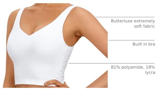 Image of CRZ YOGA Womens Sports Bras V Neck Padded Cropped Tank Top Wireless Yoga Bra