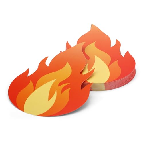60pcs Flammes Papier, 12x8,5cm Double Face Idéales pour Décorer Un Tableau d'Affichage sur Le Thème Pompiers Incendies et Camions pour Décoration Classe et...