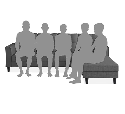 Image of Adorn India Maddox Tufted L Shape 6 Seater Sofa Set RHS (Grey) (3 Year Warranty)