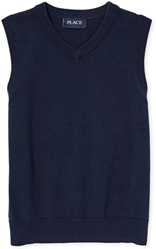 The Children's Place Boys' Uniform V-Neck Sweater Vest, Tidal, XL (14)