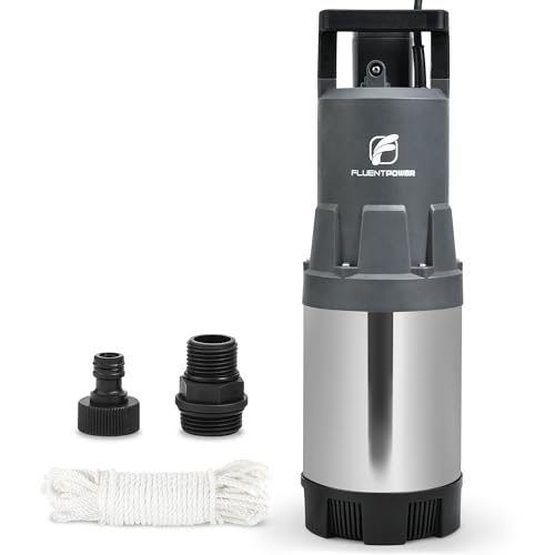 Image of FLUENTPOWER Deep Well Submersible Pump, 1.5HP 115V, 1700GPH, 147' Head, Automatic On /Off Water Pump with 49ft Cord, Stainless Steel, for Garden Home Watering and Farmland Irrigation