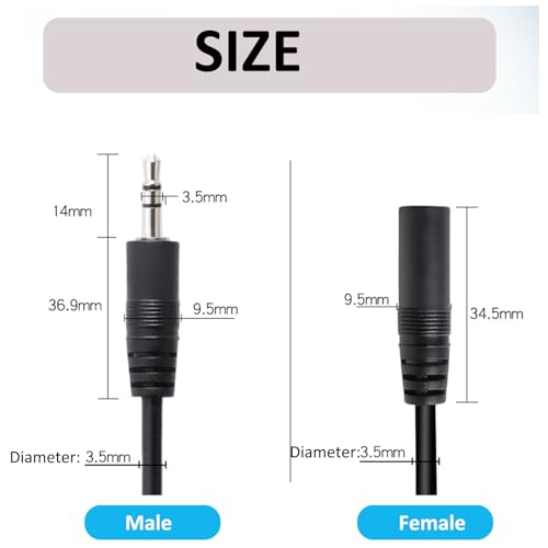 Cable estéreo auxiliar 3.5mm macho a macho 2-pack 0.97 m miniatura 3