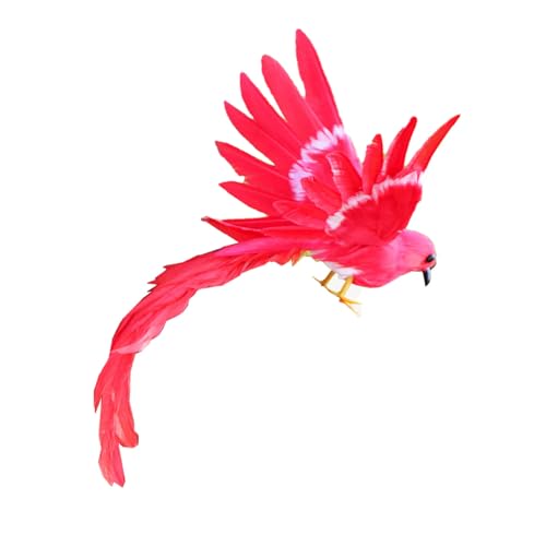 Adornos de pájaros de 9.8 Pulgadas, Coloridos Aves Falsas para decoración del hogar, Accesorios de fotografía navideña, decoración de pájaros Rojos fáciles de Usar