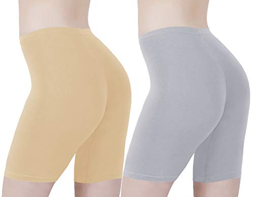 Image of Buy That Trendz Cotton Lycra Tight Fit Stretchable Cycling Shorts Womens | Shorties for Active wear /Exercise /Workout /Yoga /Gym /Cycle /Running Red Grey Combo Pack of 2
