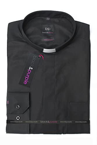 Clergy Shirt Long Sleeve Non Iron - Classic Fit in Black Color3