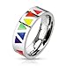 STR-0052 Stainless Steel Multi Rainbow Triangles Band Ring; Comes With Free Gift Box (11)
