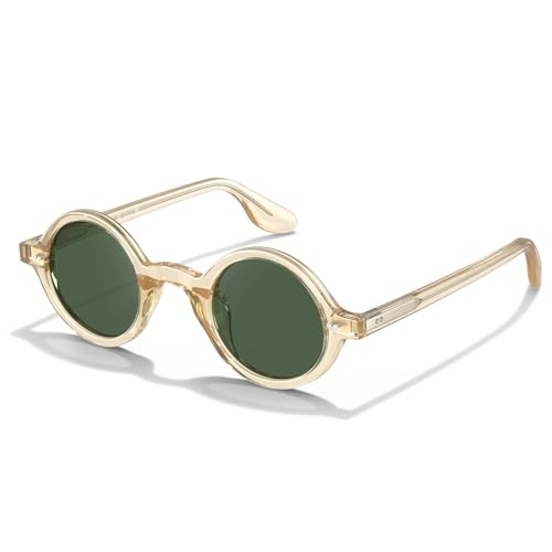Image of CARFIA Retro Acetate Small Face Polarized Sunglasses for Men Cool Classic Round Sun Glasses CA2501