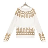 Chandail de Banlieue tricoté pour Femmes Tendance européenne et américaine Conception d'impression rétro Extérieur Simple Quotidien Décontracté Chandail à Manches Longues M