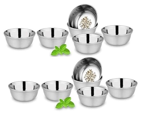 Image of RAGHAV Multipurpose Stainless Steel Kitchen Bowls Set of 12 for Serving, Cooking, Food Storage (Medium Size)