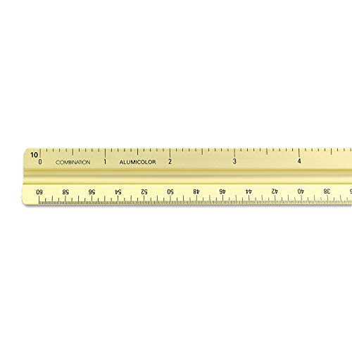 Image of Alumicolor 3650-2 Aluminum Combination Solid Drafting Scale, 12IN, Gold