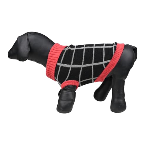 Lulala Dog Sweater, Knitted Turtleneck Cold Weather Dog Sweater for Small Small Dogs, Soft Diamond Plaid Pullover Knitwear Dog Winter Warm Clothes, Pet Coat Puppy Sweater (Black, 14 Inch)
