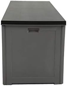 Charles Bentley 390L Large Outdoor Garden Plastic Storage Box, Padlock Hasp, 143.5 x 53.4 x 56.8cm, Grey/Black