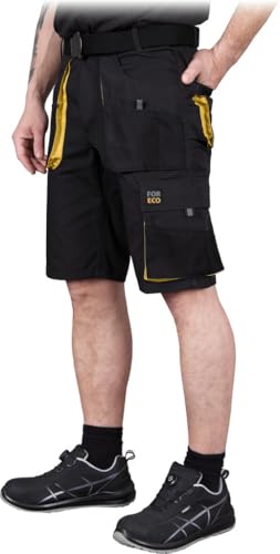 REIS FORECO-TS BJS Arbeitsshorts für Herren, Cargo-Shorts, Sicherheitsshorts, Arbeitsshorts, Garten-Shorts, Schwarz-Gelb, Größe: XL