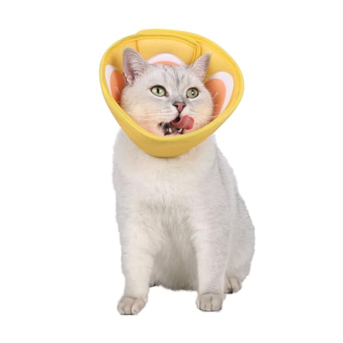Image of Soft Cat Recovery Collar, Adjustable Cone After Surgery for Kittens, Yellow, M