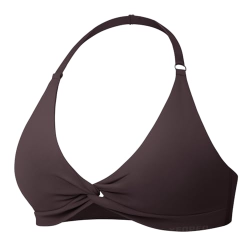 Image of YEOREO Halter Sports Bras for Women Low Impact Removable Padded Adjustable Deep V Bra Seamless Workout Gym Crop Tops