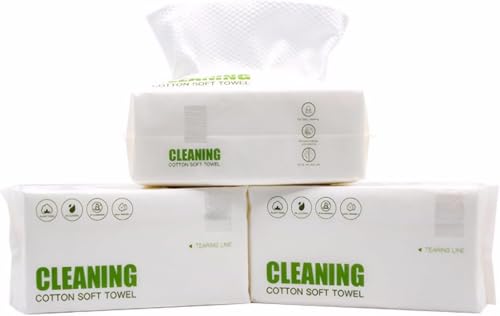 SKY-TOUCH 60 Counts Disposable Face Towels Makeup Removal Cleansing Cotton Tissue Super Absorbent Wet Dry Soft Facial Tissue for Skincare and Multipurpose Cleaning Need SIZE - 20x20cm