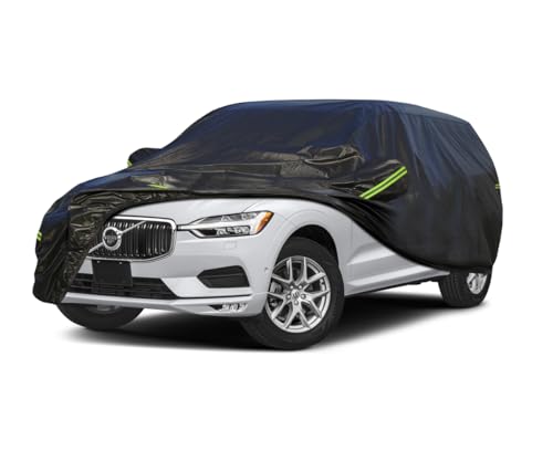 Image of KouKou Waterproof SUV Car Cover Suitable for Volvo XC60 from 2008 to 2025, 7 Layers Windproof All Weather Waterproof Outdoor Cover Sun Rain UV Dust Snow Protection. Black
