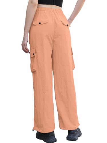 Image of Cromoncent Cargo Pants Girls & Women Parachute Pants Y2K Baggy Rave Clothes Waterproof with Pockets, 6 Years - 3XL