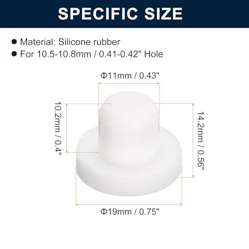 Image of uxcell 16 Pieces White Rubber Stopper, 11mm Plug Holes for 10.5-10.8mm /0.41-0.42 inch Hole