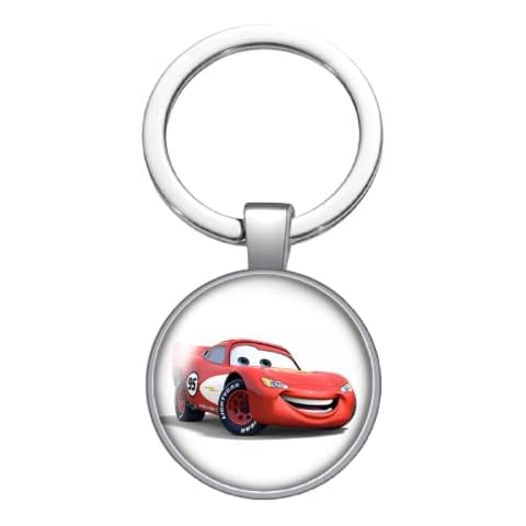 Disney Pixar Cars Lightning McQueen Mater Jackson glass cabochon keychain Bag Car key chain Ring Holder Charms keychains gift Cover