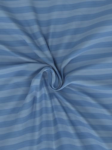 Image of NAUTICA Cotton King Bedsheet with 2 Pillow Covers -3pc Set (noridge) | 160TC | Super Soft Touch Stripe-Blue