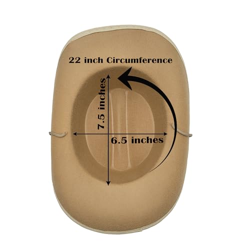 Image of The Dreidel Company Cowboy Felt Western Hat, 22 inch Circumference Dress Up Costume Clothes for Kids, Pretend Play, Party Favors