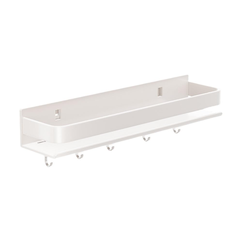 Goxyffmnv Kitchen Storage Rack, Condiment Jar Storage Stand, Organizer Rack with Hooks, Wall Mounted Rack, Multifunctional Organizer for Kitchen, Bathroom, Hotel(15.8 * 4.7 * 3.2IN)