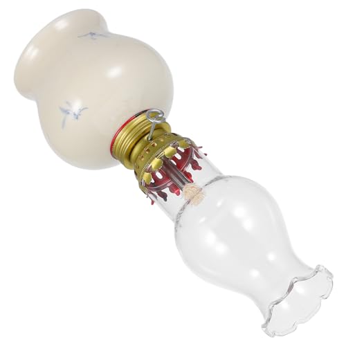 VICASKY Lámpara de Aceite Estilo Rústico Vintage de Cerámica y Vidrio para Iluminación de Emergencia y Adorno de Hogar para Uso Interior