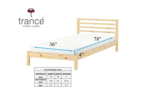 Trance Home Linen Zippered Chain 78"x36"x4" Cotton Waterproof Mattress Protector | Dust Mite Proof, Bed Bug Protection Mattress Cover for Single Bed Size with 4 inch Thick (78x36x4 inch, Grey)