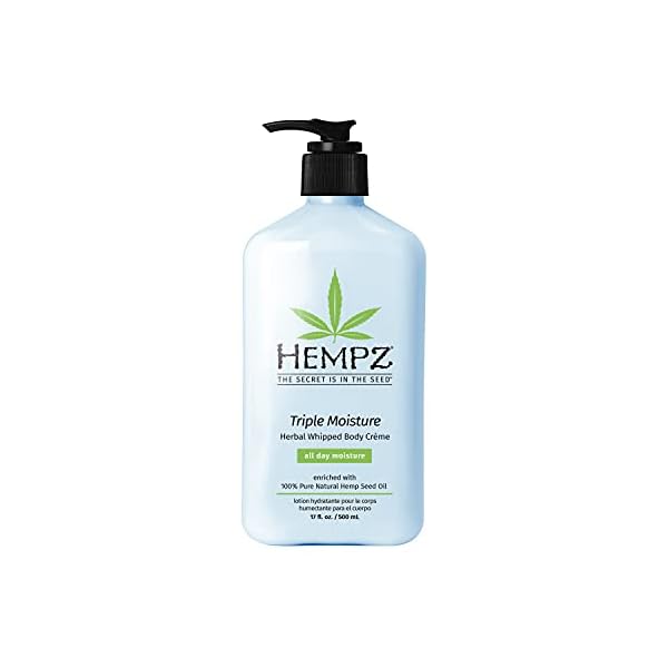 Hempz-Natural-Triple-Moisture-Herbal-Whipped-Body-Cream-with-100-Pure-Hemp-Seed-Oil-for-24-Hour-Hydration-Moisturizing-Vegan-Skin-Lotion-with-Yangu-Oil-Peach-and-Grapefruit-Enriched-Moisturizer HEMPZ Body Lotion - Triple Moisture - Grapefruit and Sparkling Peach - Daily Moisturizing Cream - 17oz
