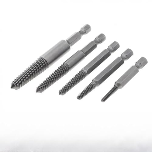5-teiliges Sechskant-Schraubenausdreher-Set zum Entfernen beschädigter gebrochener Schrauben und abisolierter Schrauben in Holz und Metall mit 1/10.2 cm Schaftdurchmesser