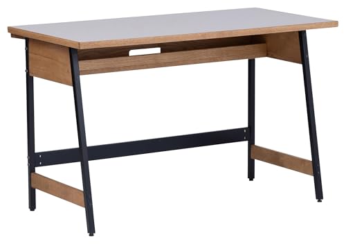関家具(Sekikagu) ワークデスク メラミン レッドオーク材 120cm幅 グレージュ ブレーム 410613