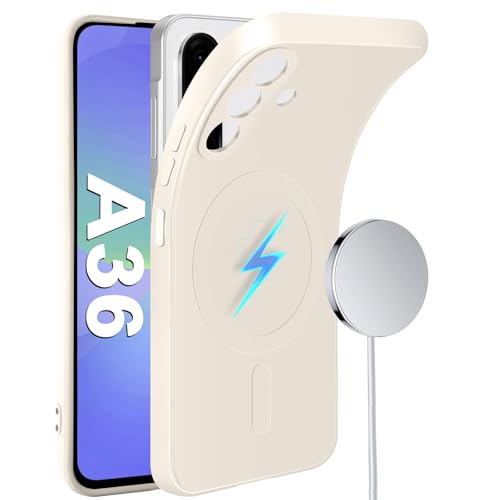 Coque Samsung A36 MagSafe silicone blanc fine protection gel caoutchouc