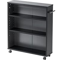 Amazon｜イーサプライ 本棚 キャスター付き スリム すきま収納 3段 幅