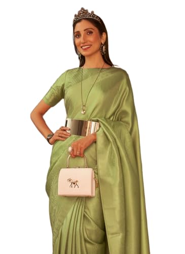 Image of SWORNOF Women's Banarasi silk Saree With Unstitched Blouse Piece