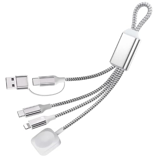 Image of Verilux 3 in 2 Multi Charging Cable with Apple Watch Charger for Travel | PD 60W Type C Cable Fast Charging with Type C /L Cable Portable Designed for iWatch, iPhone 17-8, Galaxy S26-21, 4.9Ft