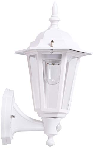Image of Maxsa 49719 Battery-Powered LED Motion-Activated Outdoor Wall Sconce-White-8.5 inch x 6 inch x 13