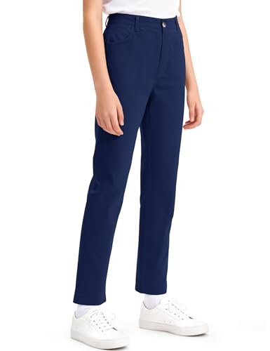 Image of KEREDA Girls School Uniform Slim Fit Pants with Pockets School Skinny Pants